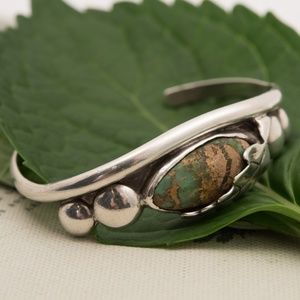 Vintage Sterling Silver Navajo Turquoise Bracelet